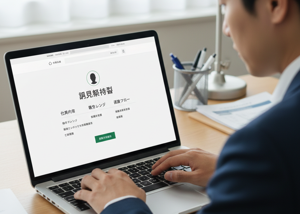 仕事内容や給与レンジが整理された採用サイトの募集要項ページを閲覧している様子
