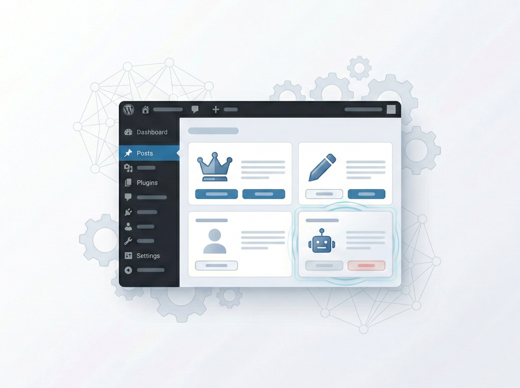 WordPressユーザー管理画面と権限分離の概念図