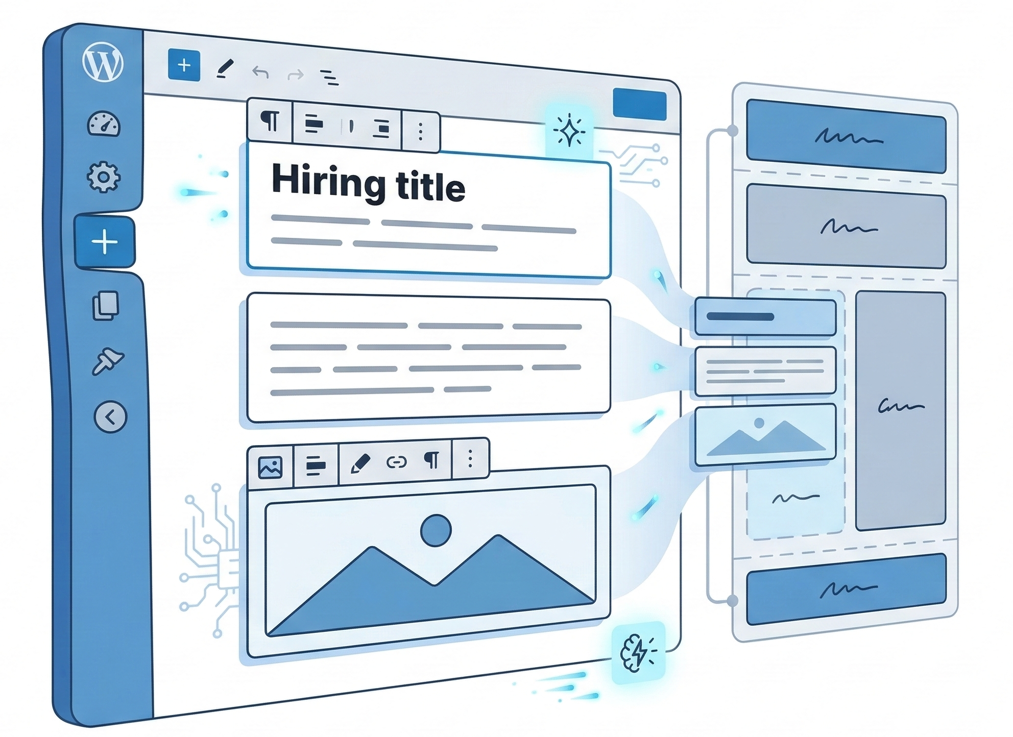 WordPressブロックエディタとサイト構造のイメージ