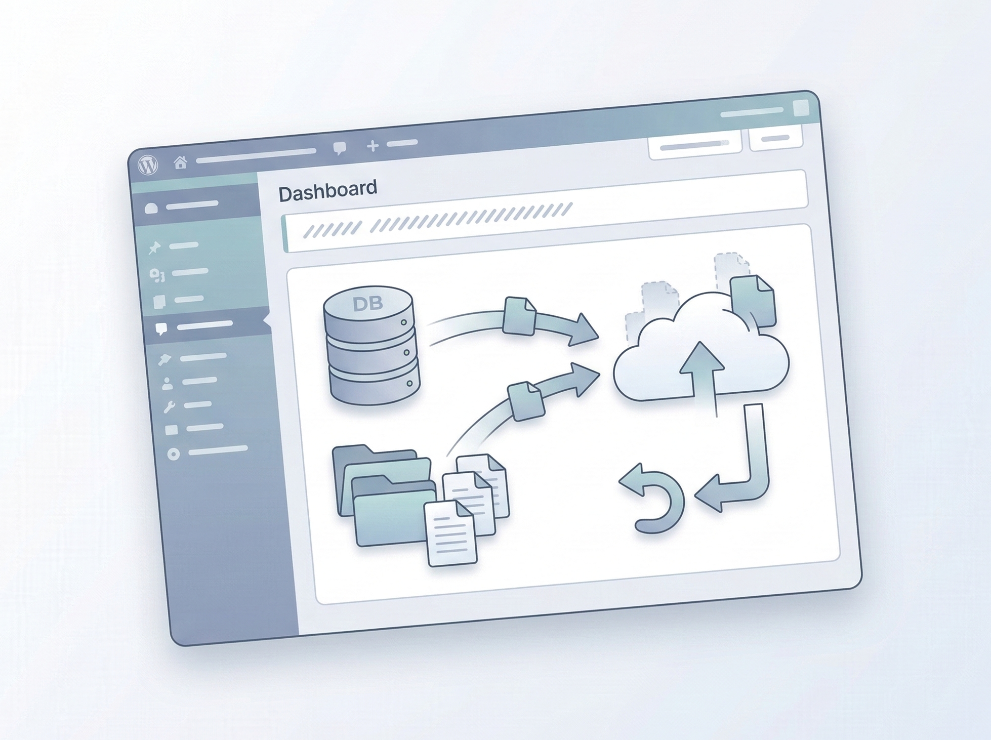WordPressサイトバックアップとクラウド保存のイメージ