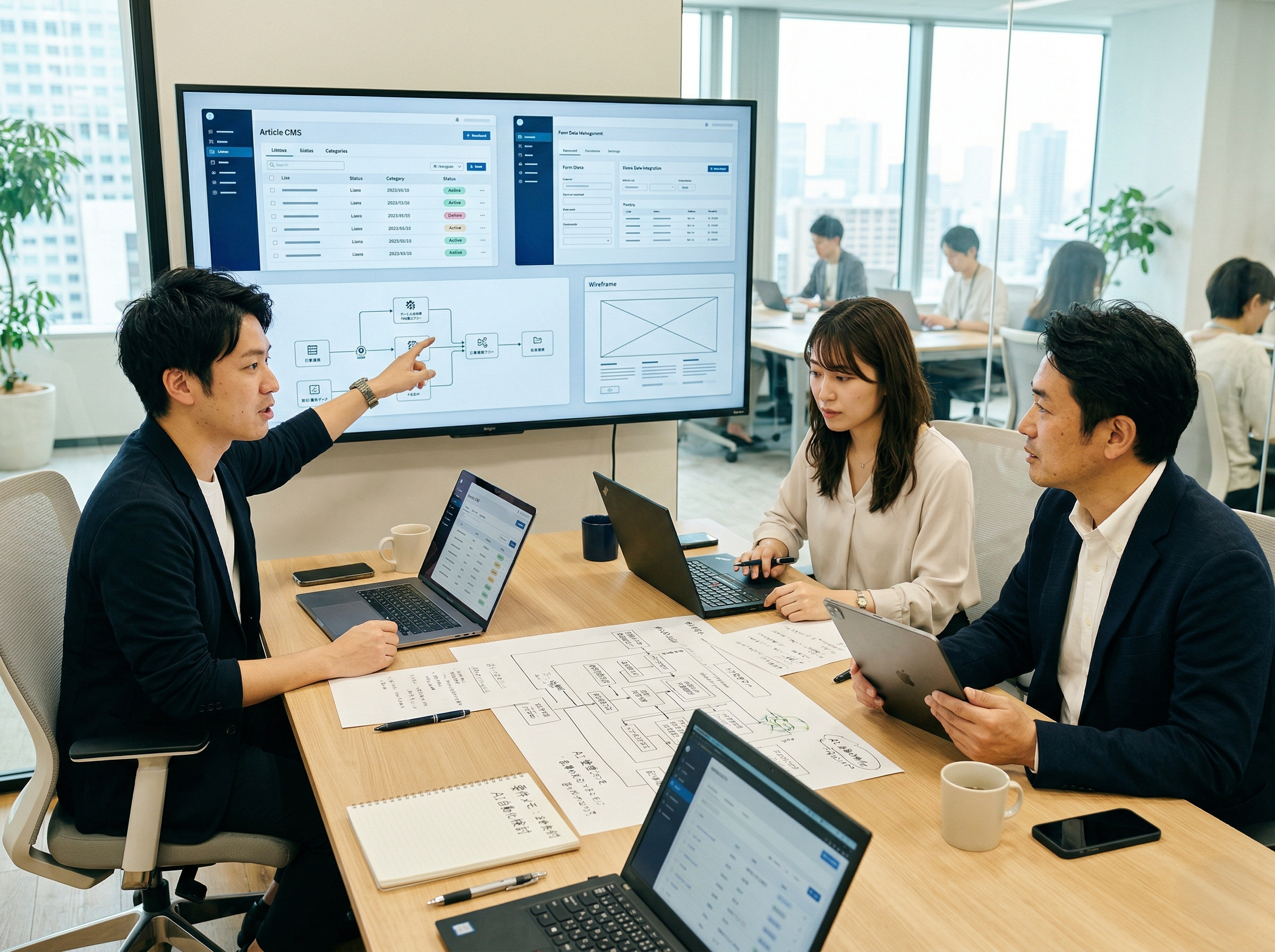 問い合わせや記事運用の流れを見ながらAI活用を前提にサイト基盤を検討する担当者