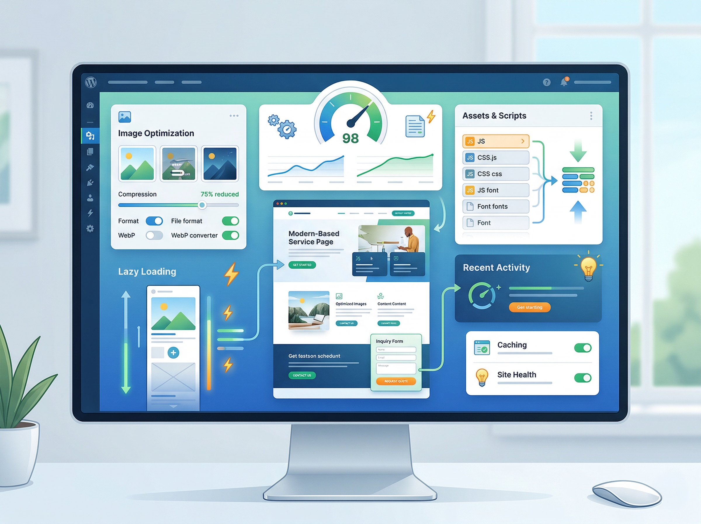表示速度が改善されたWordPressサイトで快適にページが表示されているイメージ