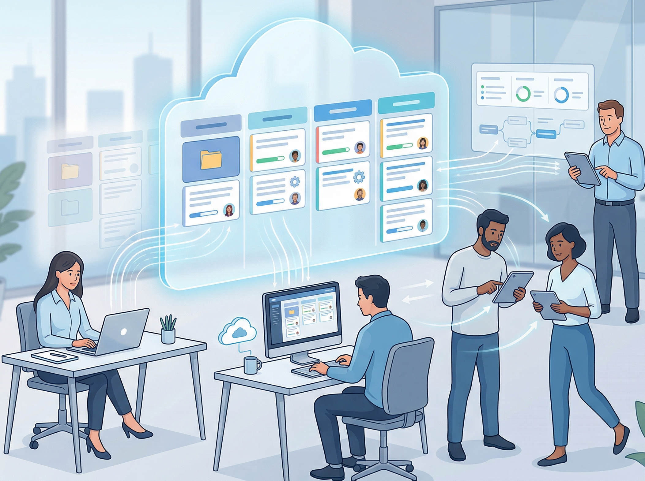 会議後のタスクが共有され、次の行動につながっているイメージ