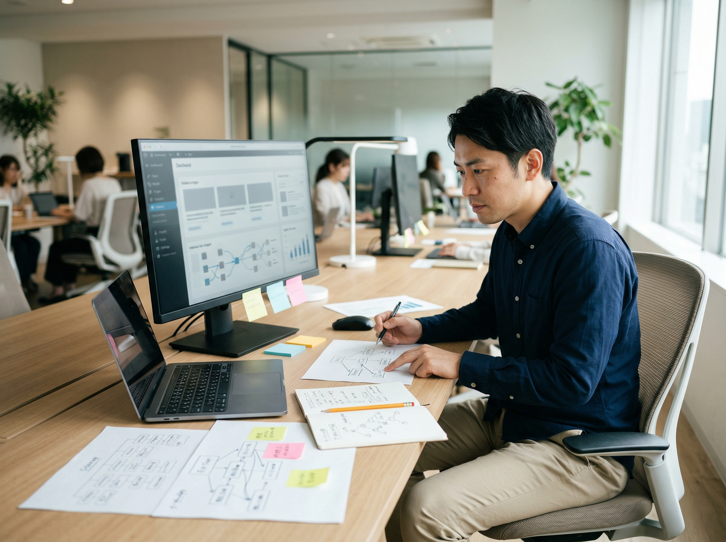 関連記事や内部リンクのつなぎ方を整理しながら導線を見直す担当者