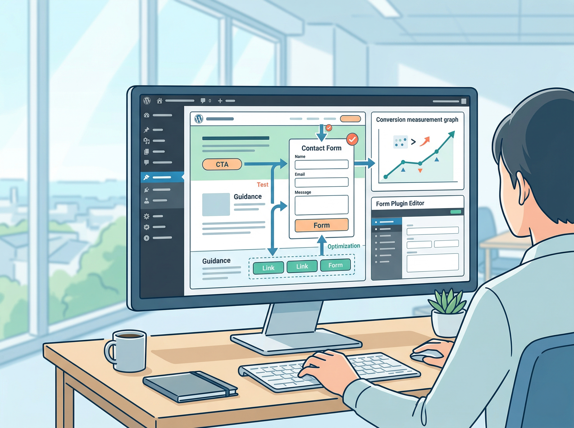 問い合わせフォームや導線を改善して成果につなげるイメージ