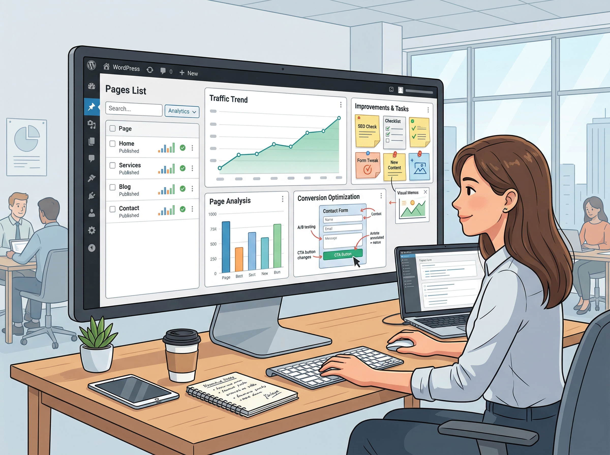 WordPressサイトの公開後に改善運用を行うイメージ