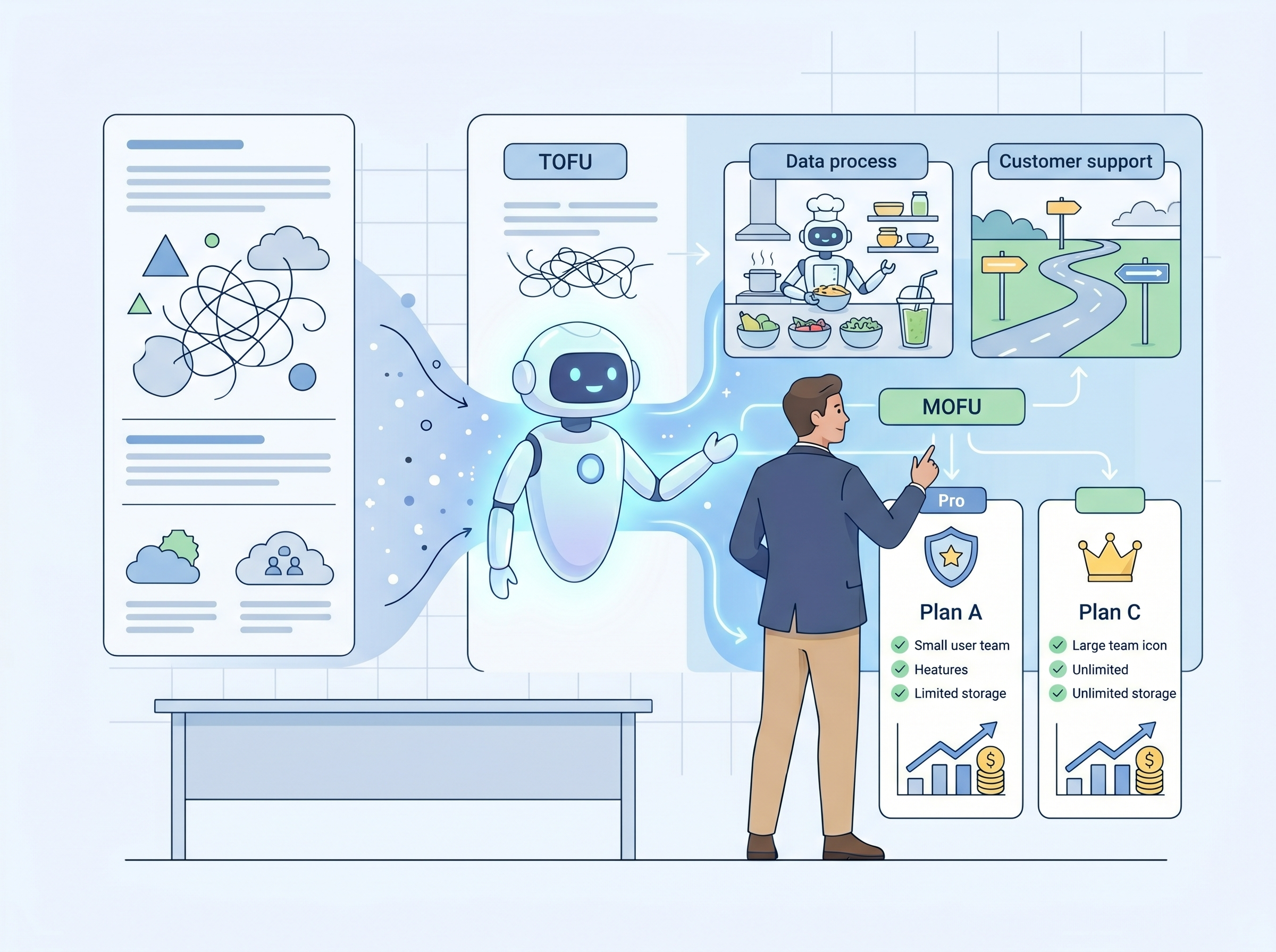 比較や例えを使ってサービス内容を分かりやすく見せているイメージ