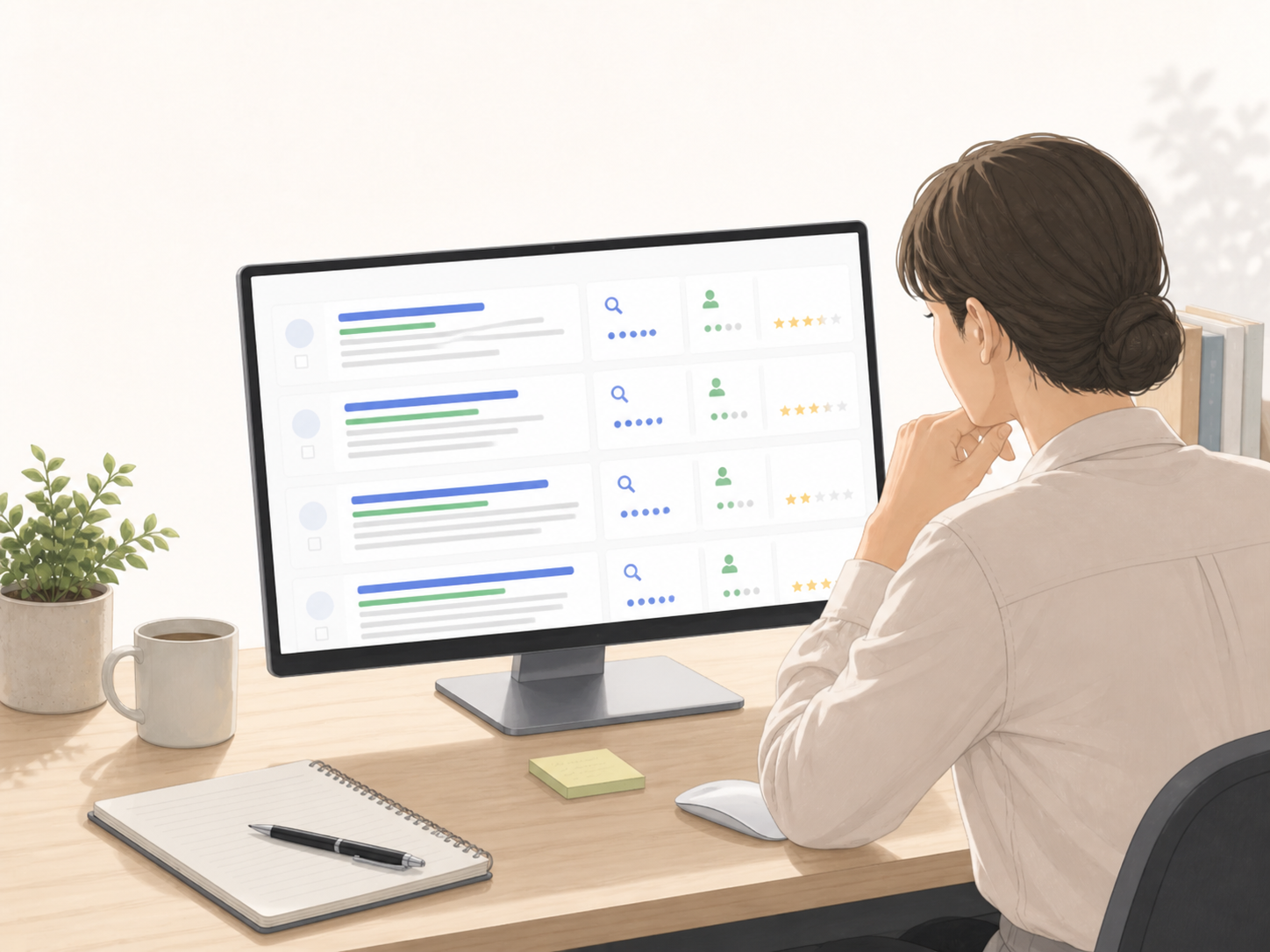複数の候補タイトルを比較して最適な表現を検討しているイメージ