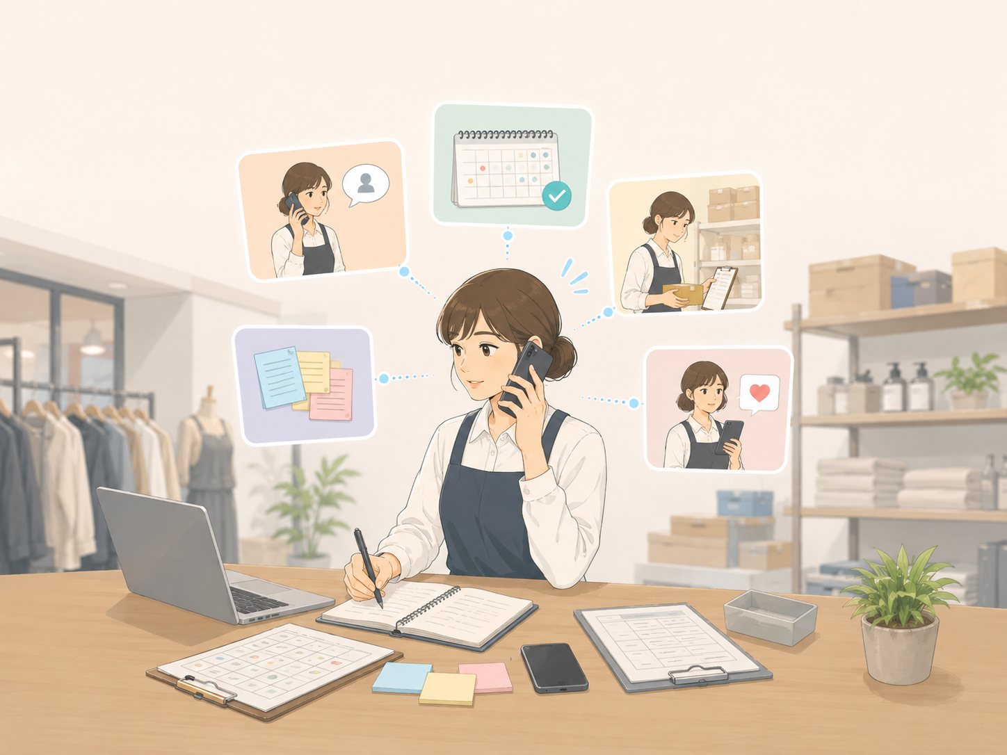 接客以外の細かな店舗業務が積み重なっているイメージ