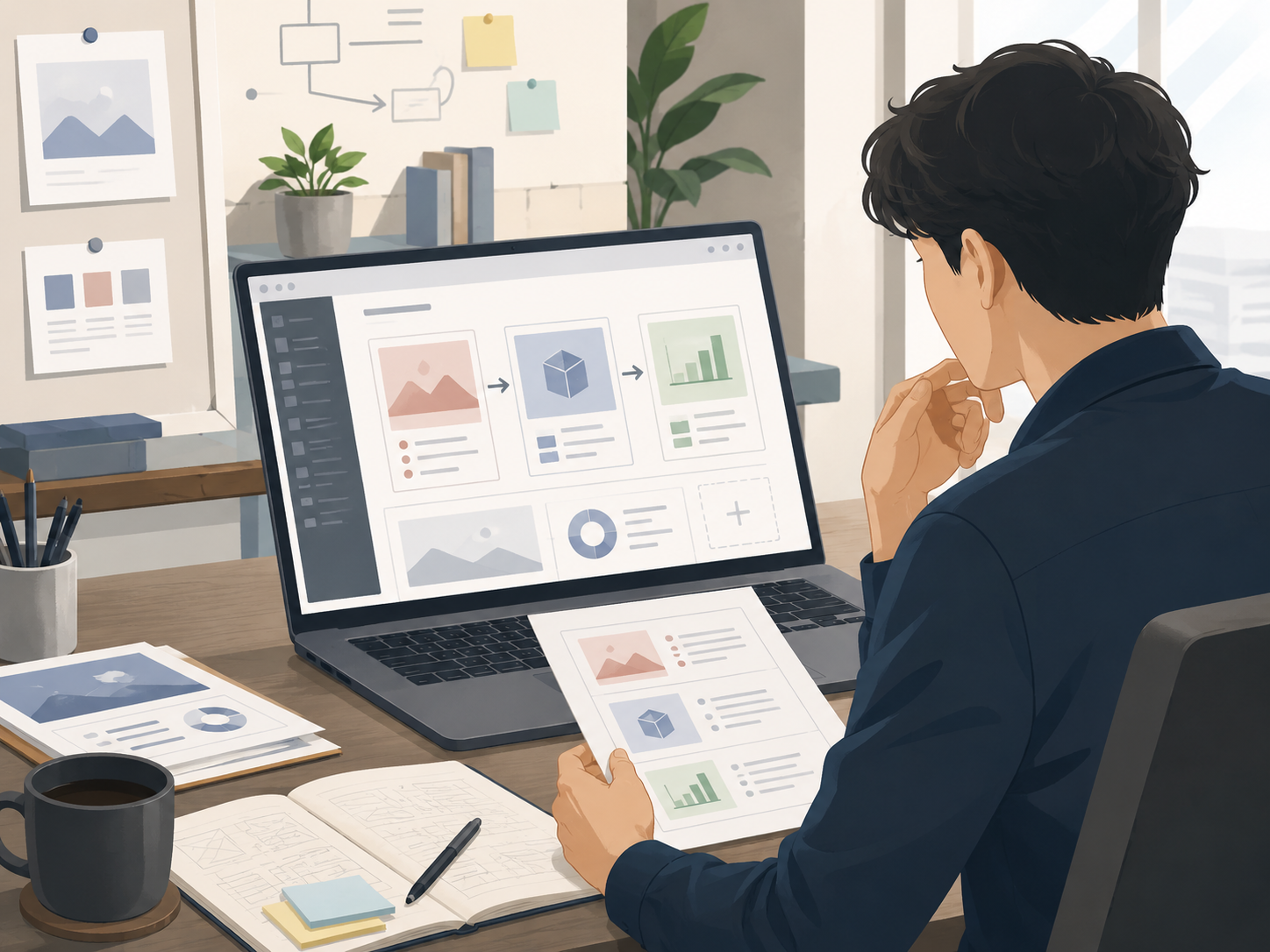事例ページで課題から成果までの流れを整理しているイメージ
