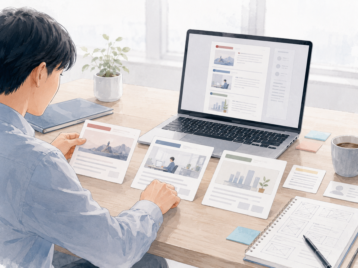課題から成果までの流れを整理した事例ページ設計のイメージ