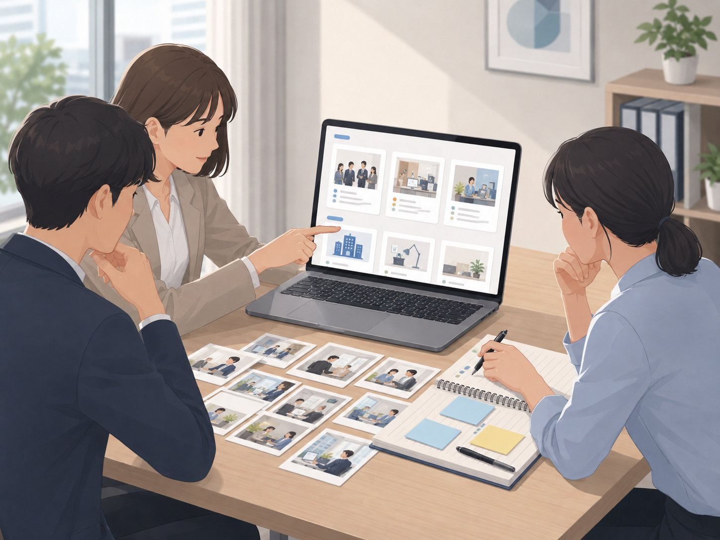 職場紹介や社員の声を採用ページに反映しているイメージ