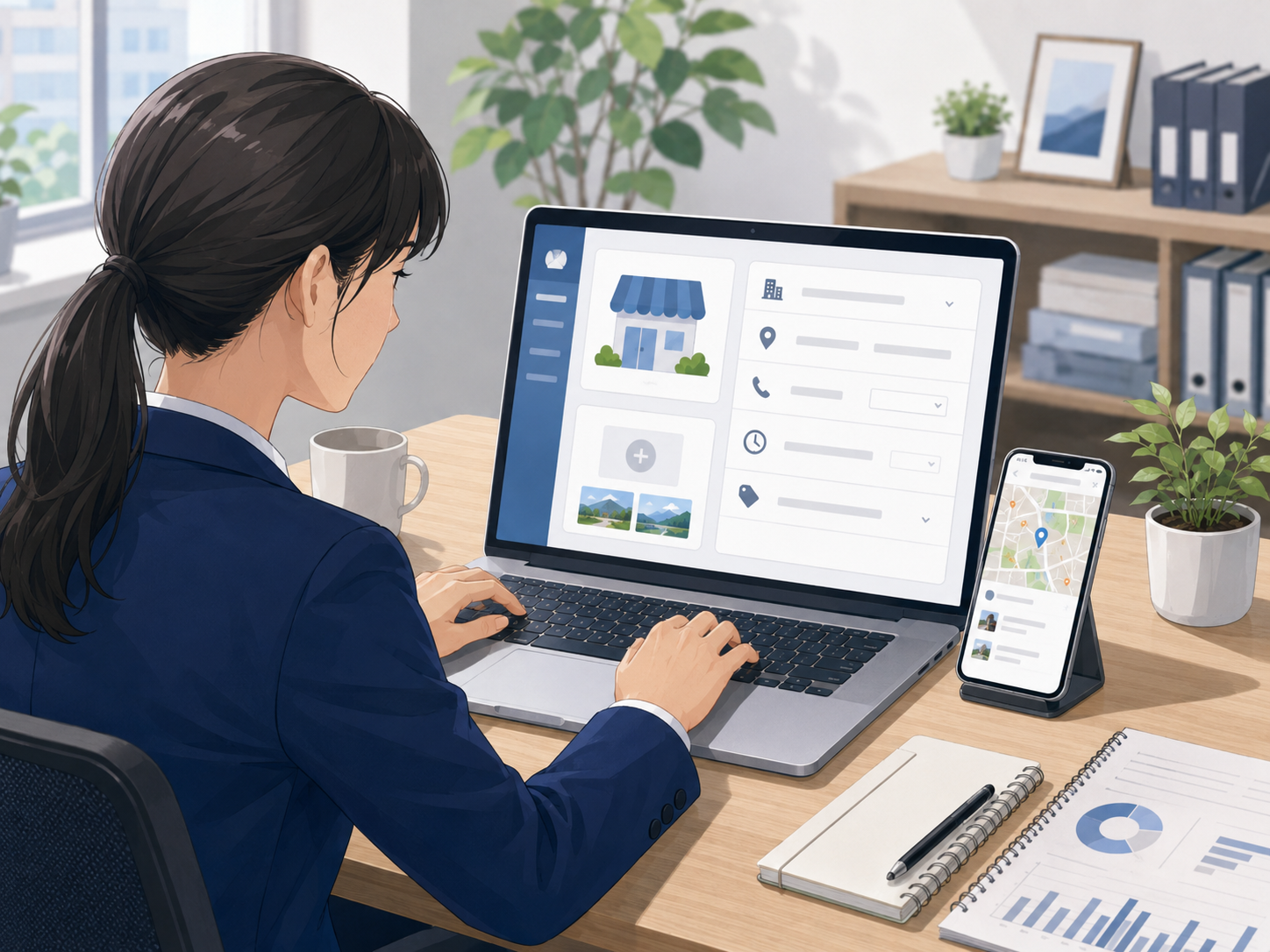 Googleビジネスプロフィールの基本情報を整えているイメージ