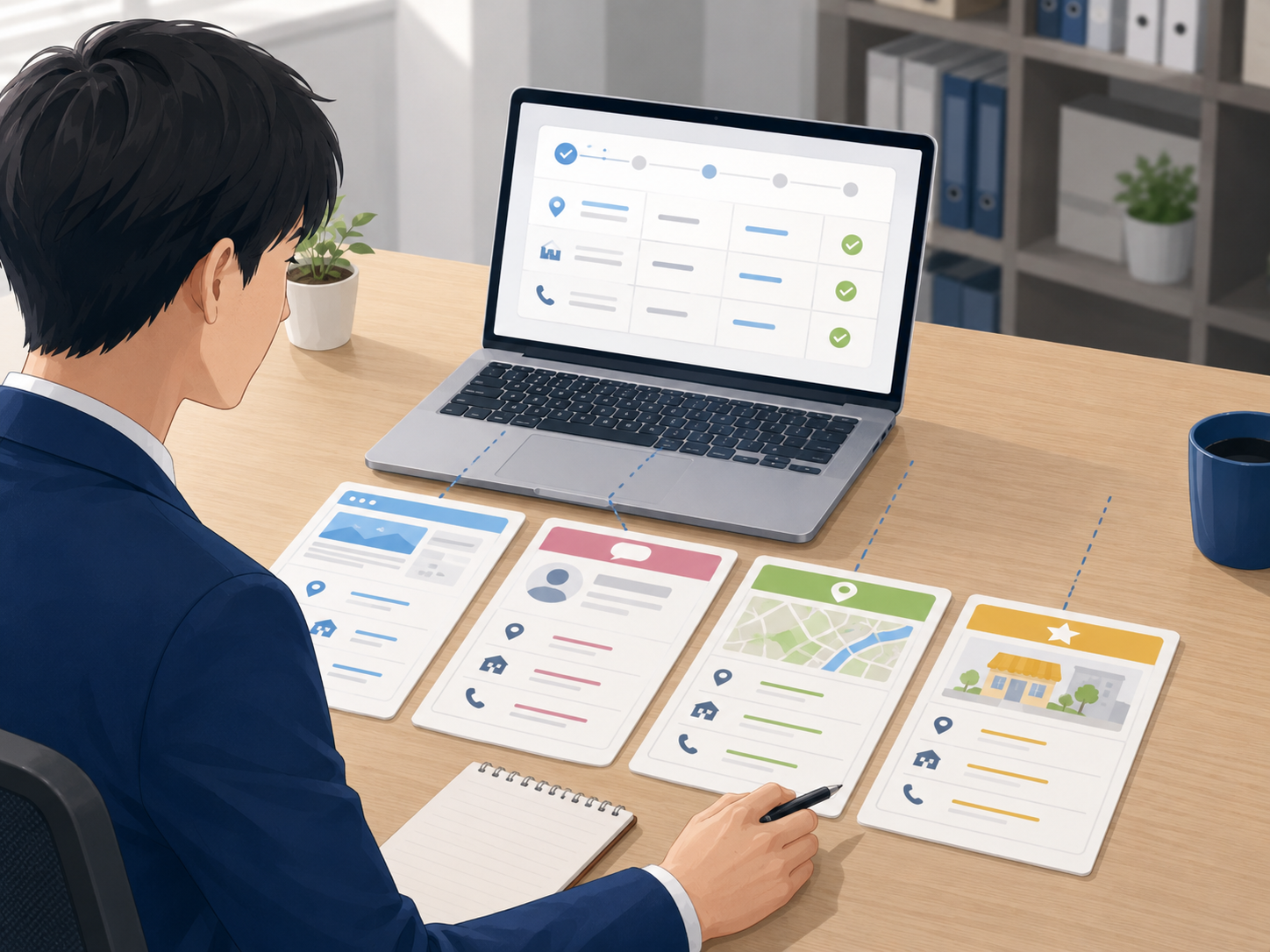 会社名住所電話番号の表記をWebサイトや外部サイトで統一しているイメージ