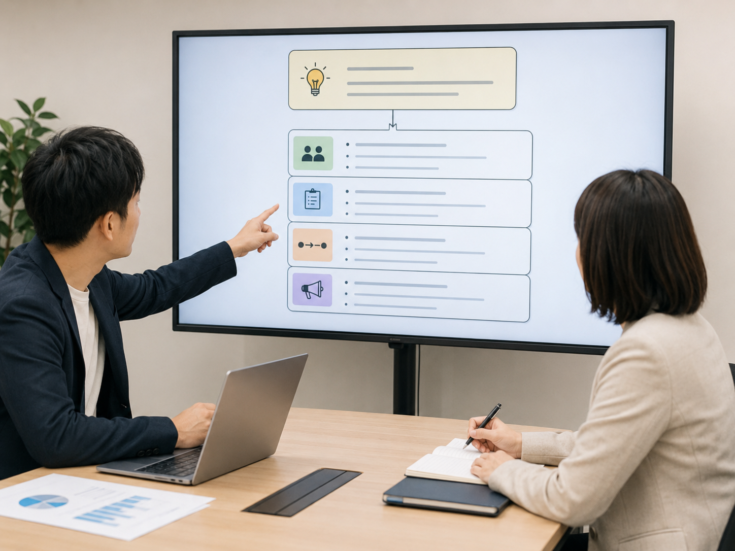 選んだアイデアをAIとの会話で具体的な企画へ深めている画面