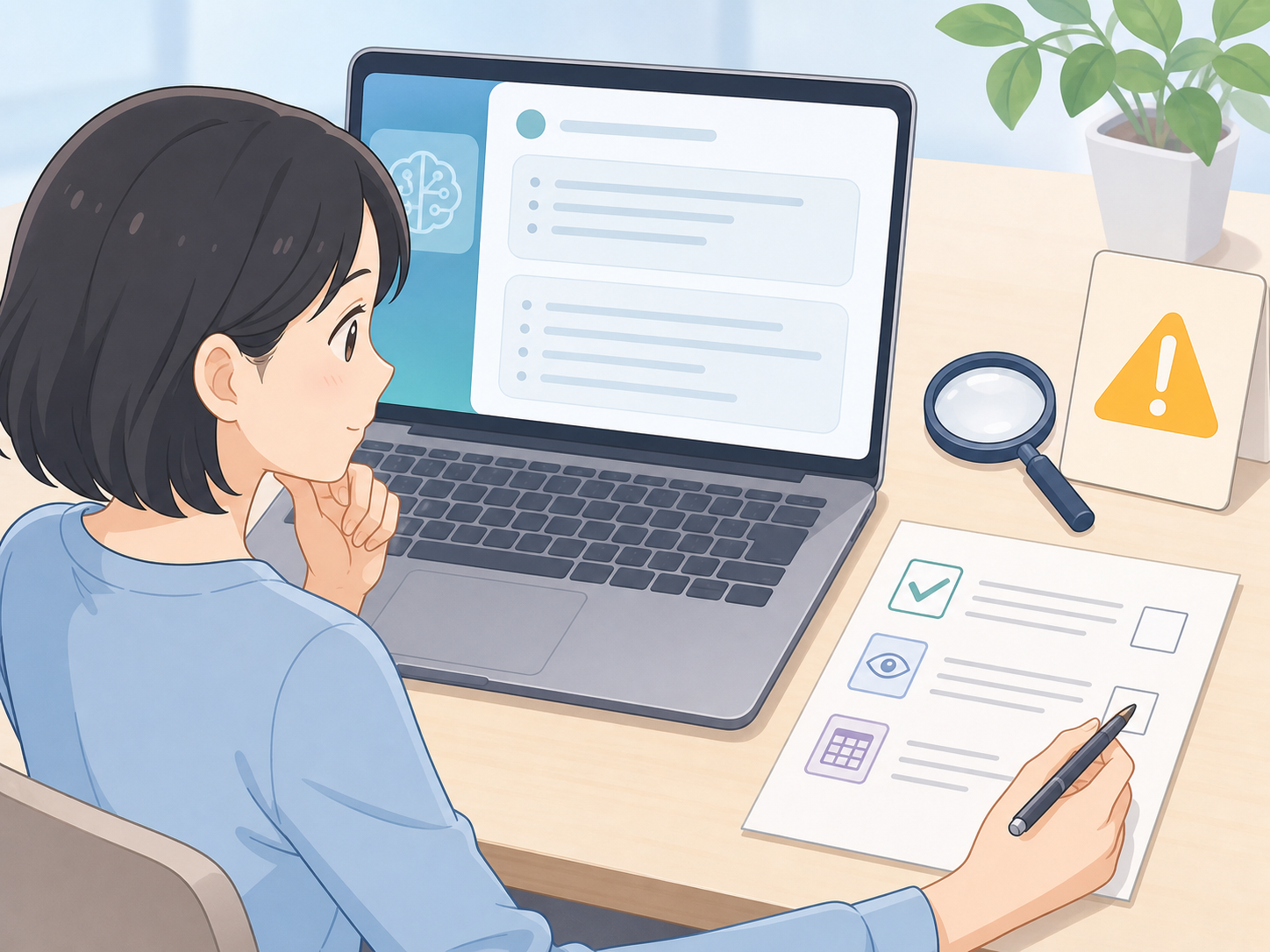 AIの回答を人が確認しながら安全に使っている様子