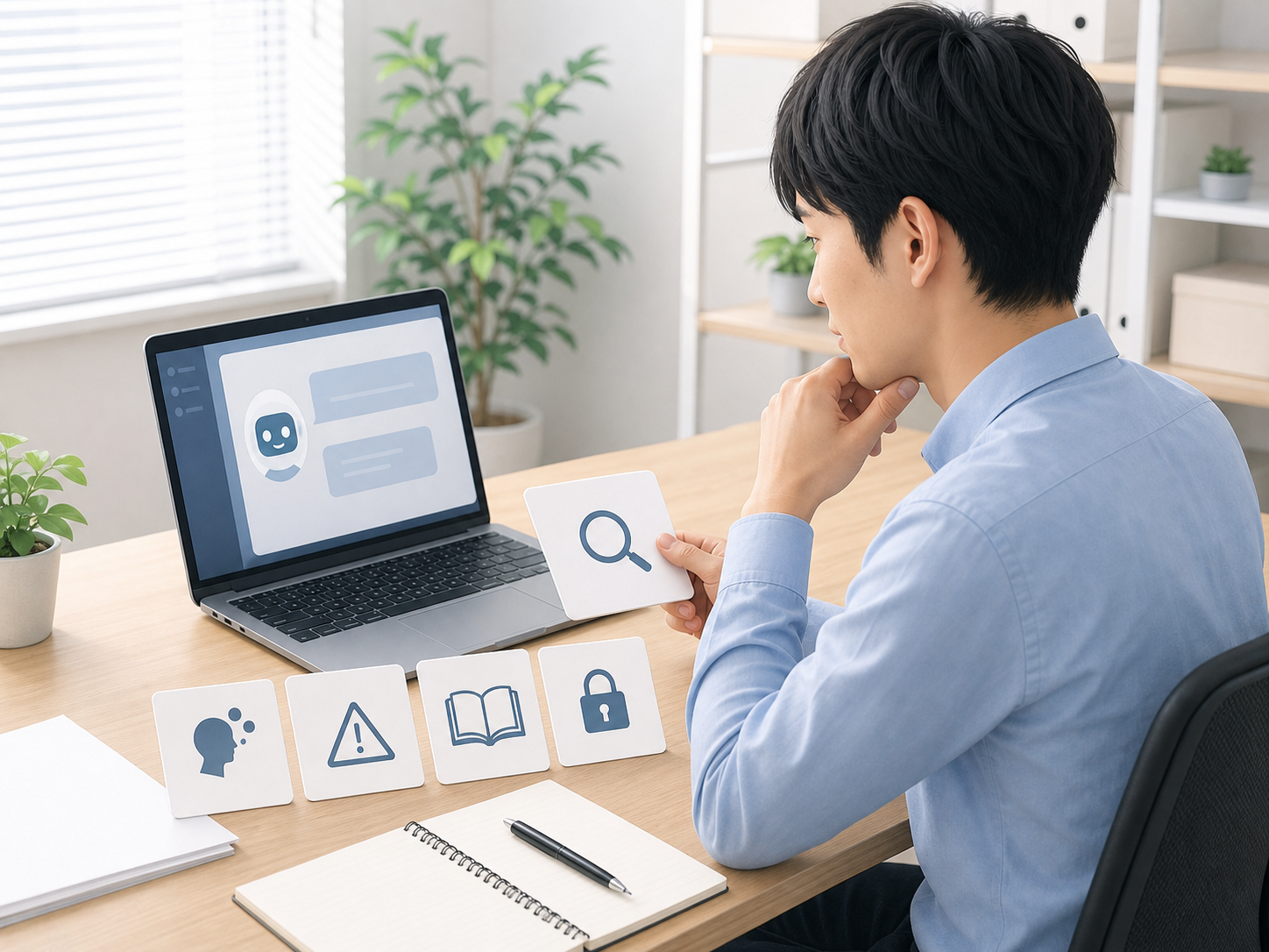 AIに守ってほしい基本ルールを5つのカードに整理している様子
