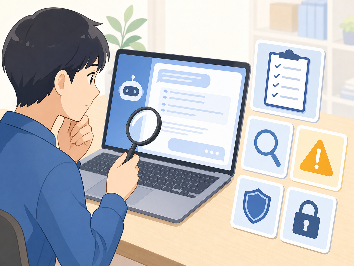 AIの回答を人が確認しながら安全に使っている様子