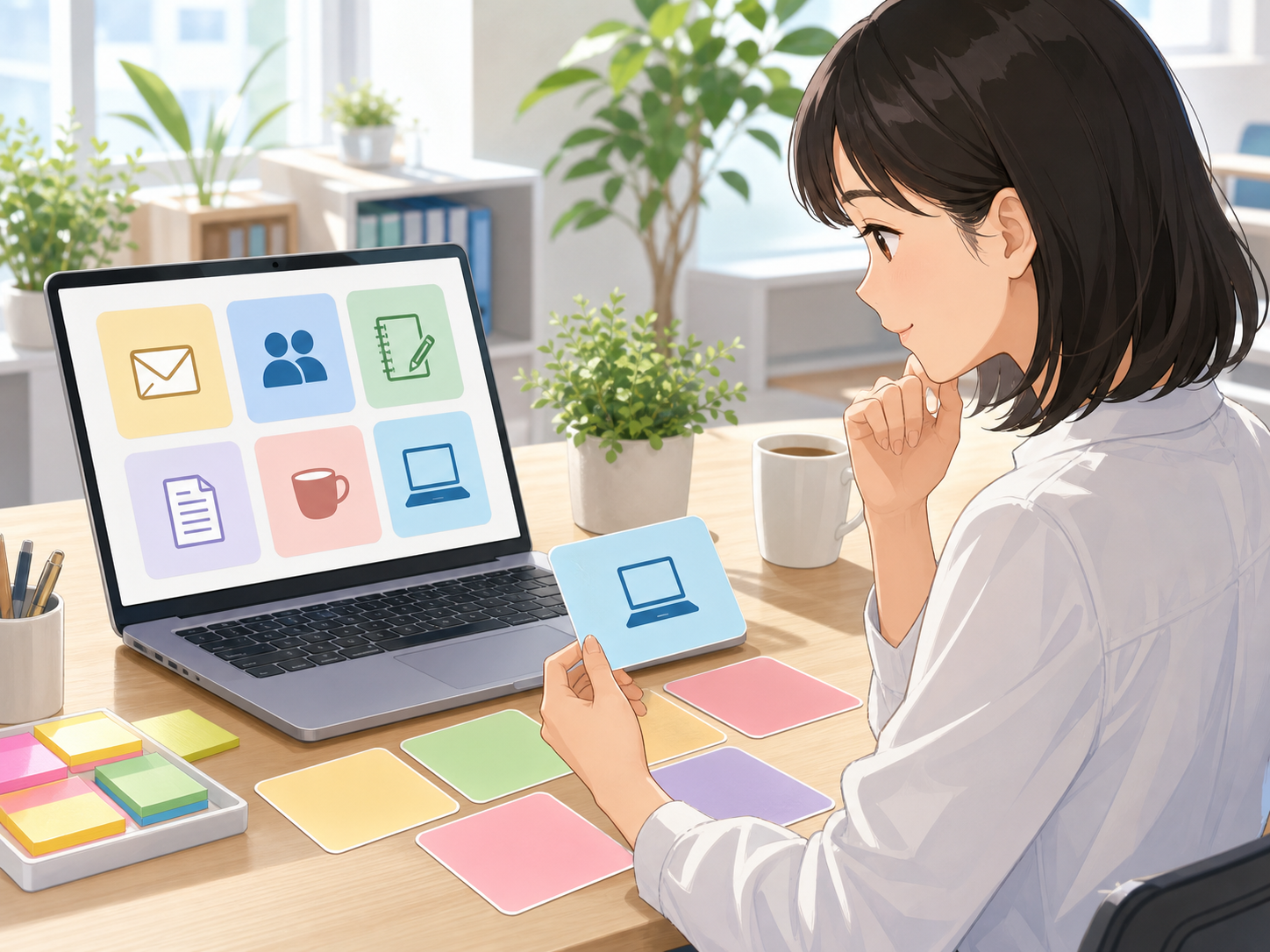 AIのチャットをメールや仕事相談など用途別に整理している様子