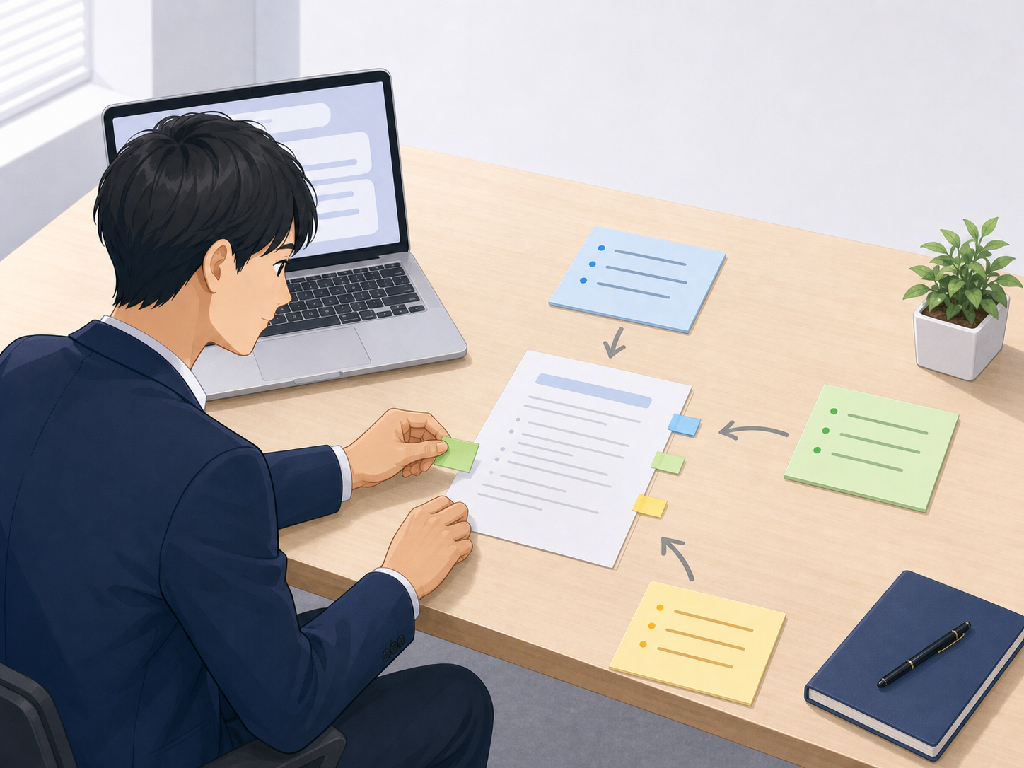 短い資料の要点と改善点をAIへ相談する実践場面