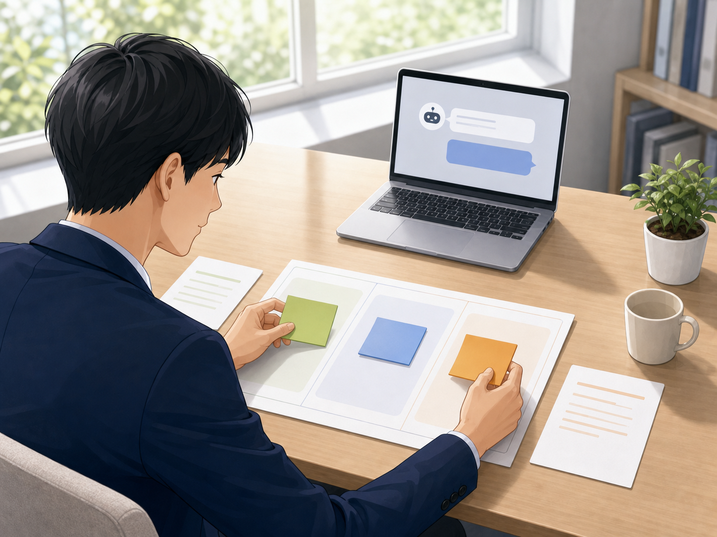 二つの短い文章を共通点と相違点に分ける実践場面