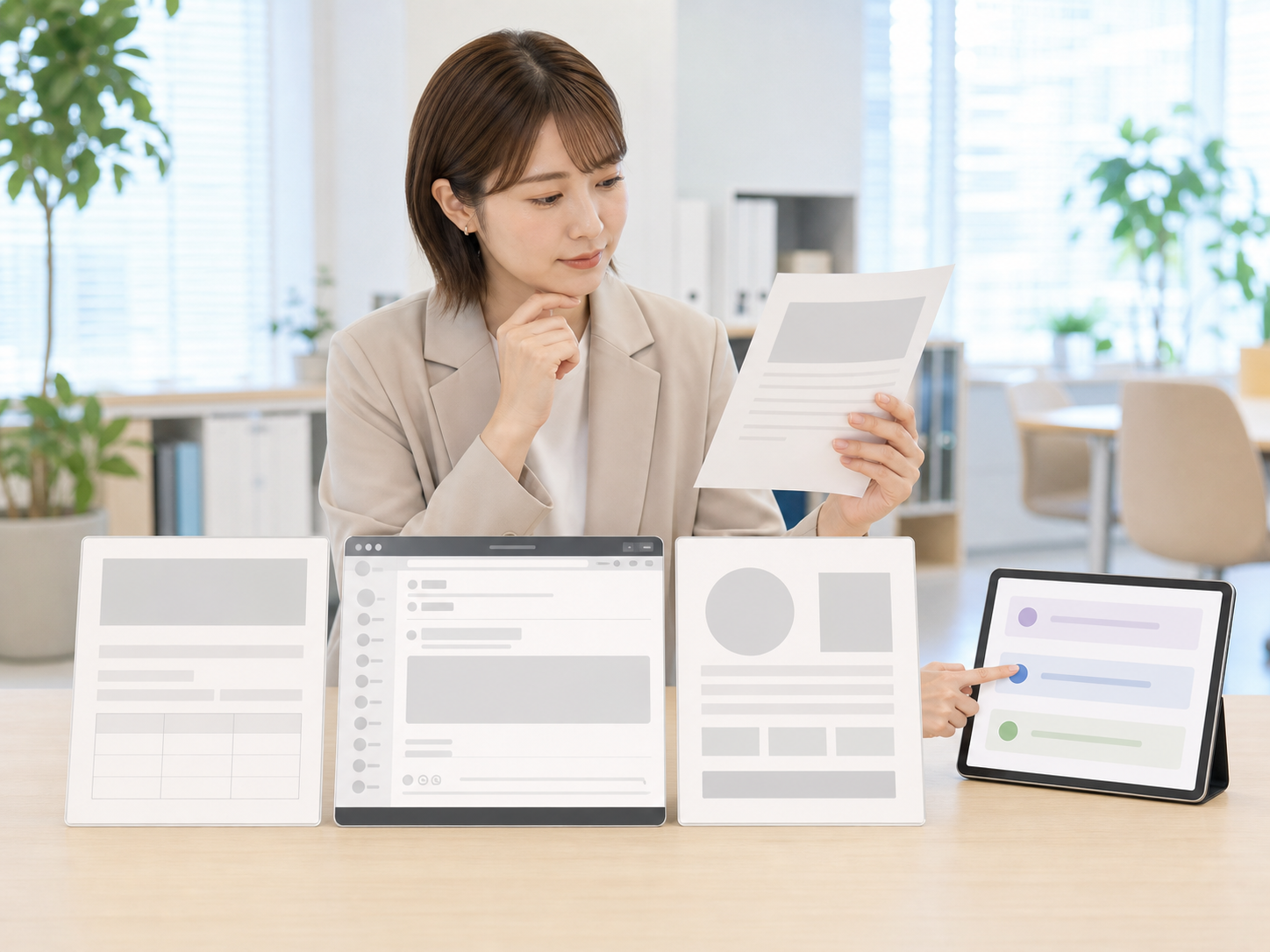 社内共有、顧客返信、上司判断のどれに使うかを決めている様子