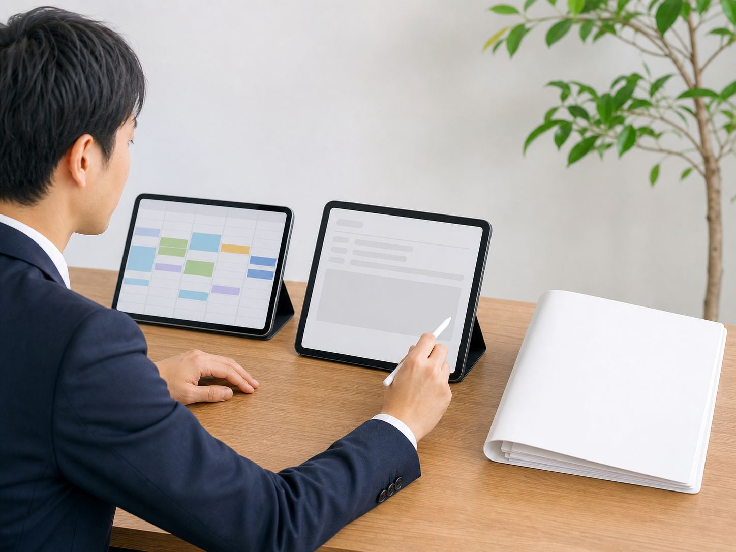 日程調整メールを送信前に候補日時と照合している様子