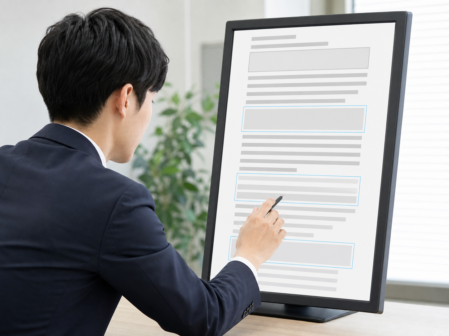 資料全体ではなく必要な箇所だけを探している様子