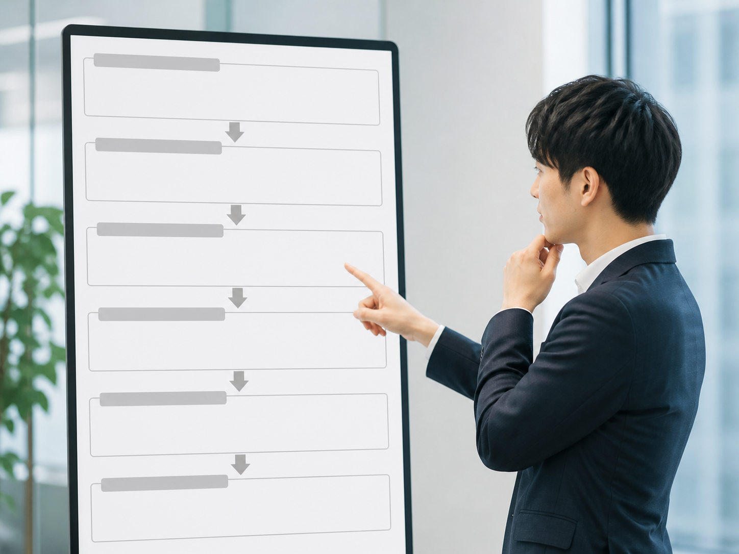 提案書の章立てを読み手の判断順に並べている様子