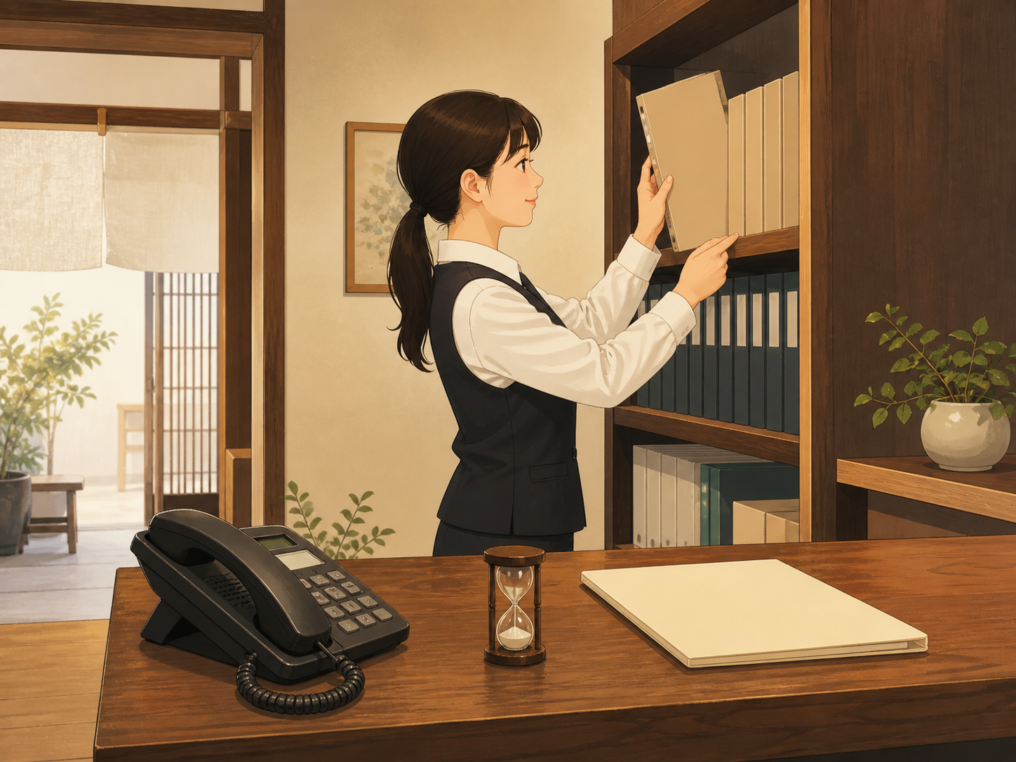 すぐ返せない問い合わせの原因を確認している様子