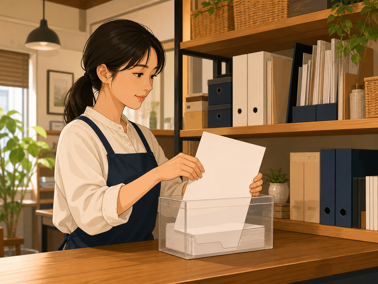 分類した問い合わせ一覧を月次の共有ファイルへ保存する様子