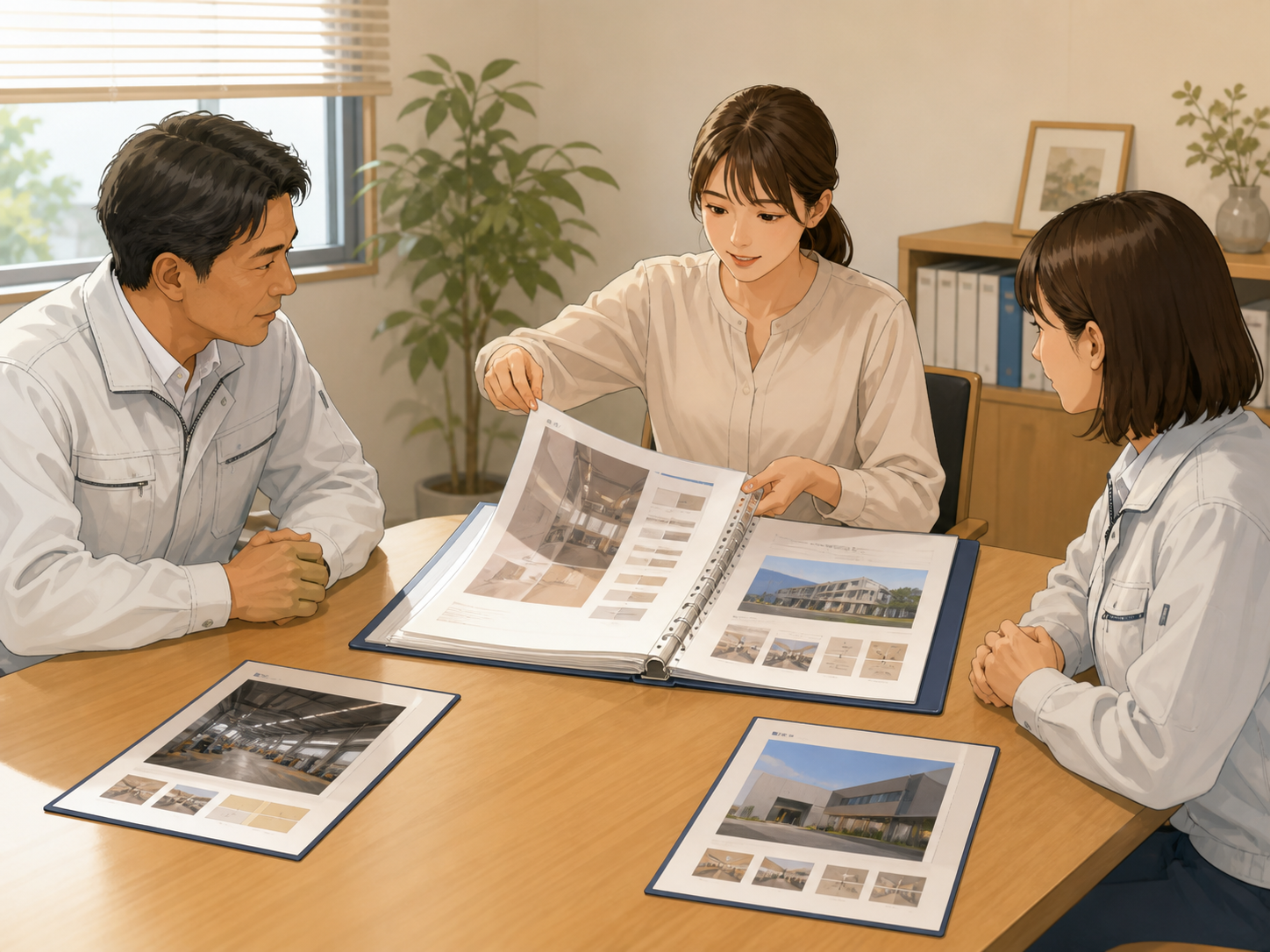 共通の資料と相談別のページを組み合わせている様子。