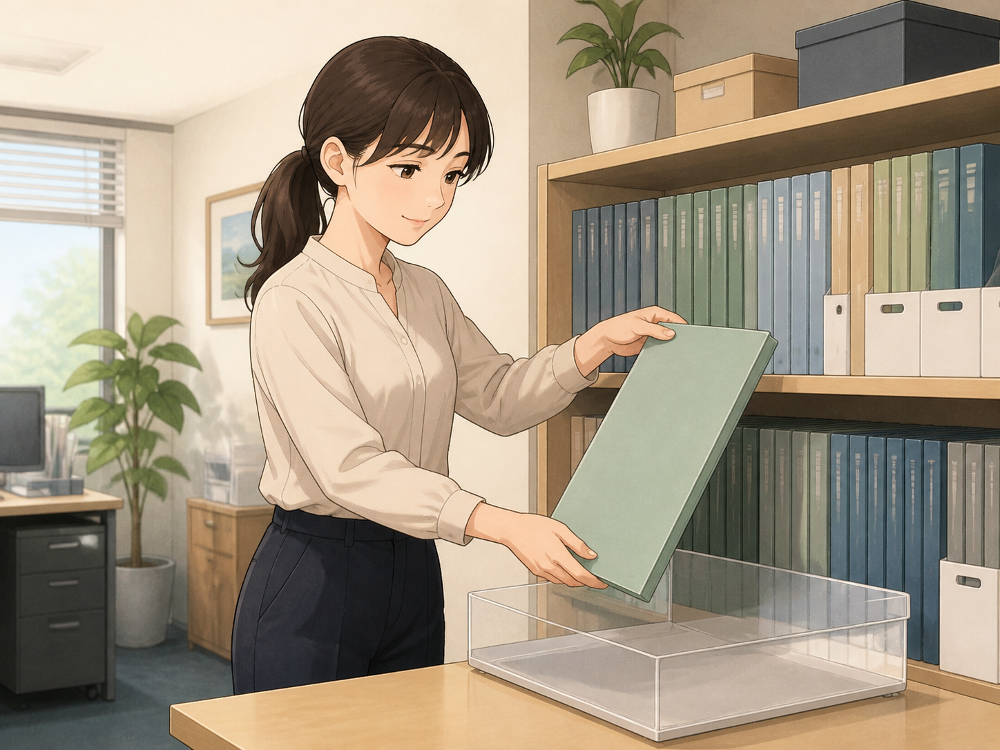発信の根拠資料を選ぶ様子。