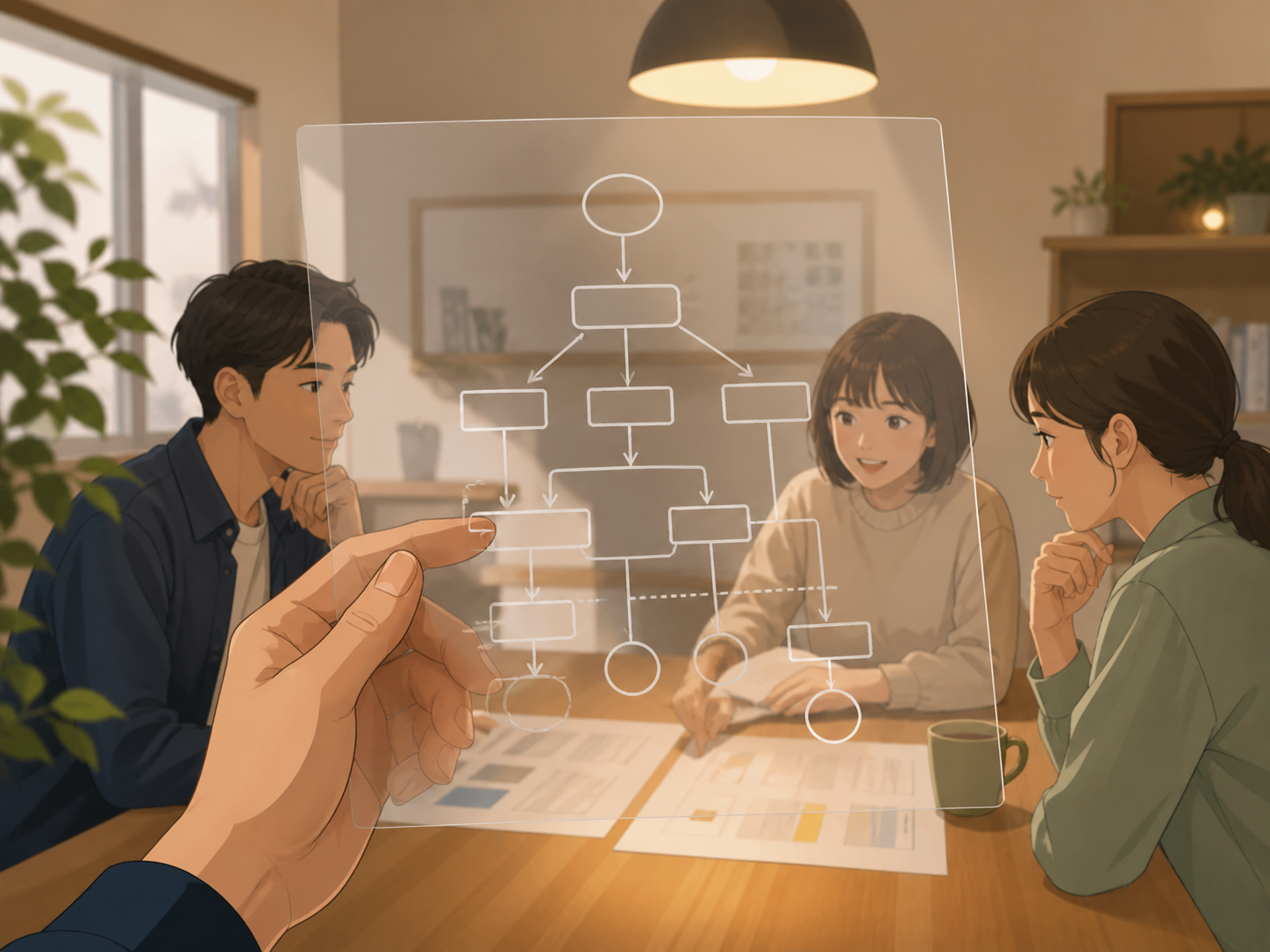作業の判断分岐をマニュアルに残す様子。