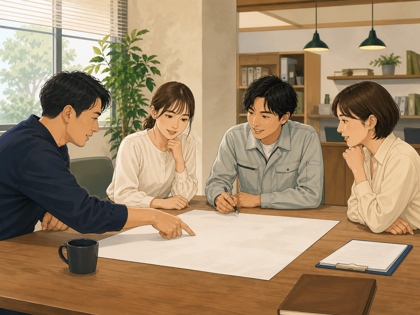外部協力者へ担当範囲と成果物を説明する様子。