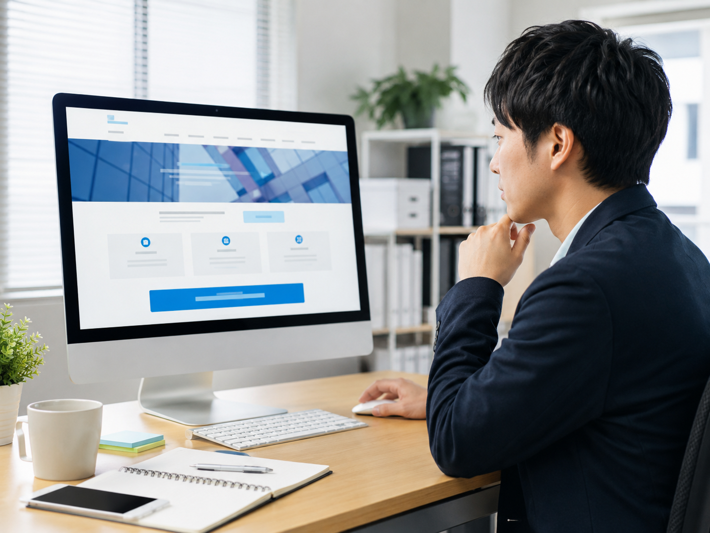 WebサイトのCTAボタンと問い合わせ導線を確認するWeb担当者