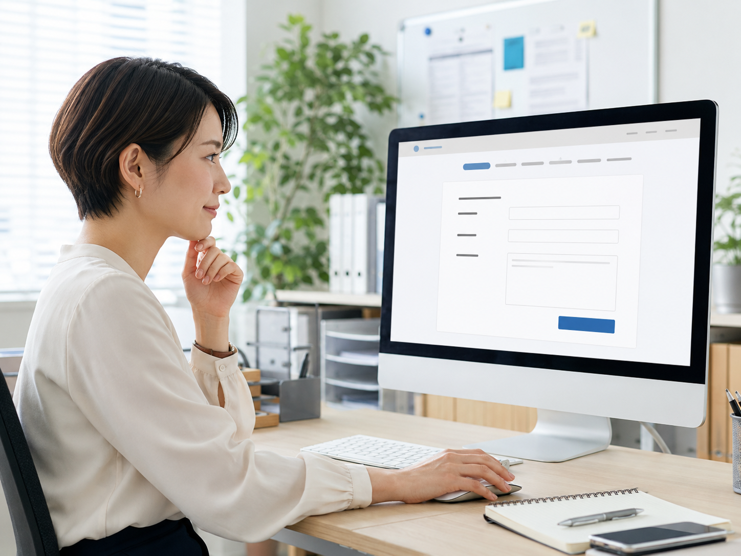 問い合わせフォームの入力項目を確認するWeb担当者