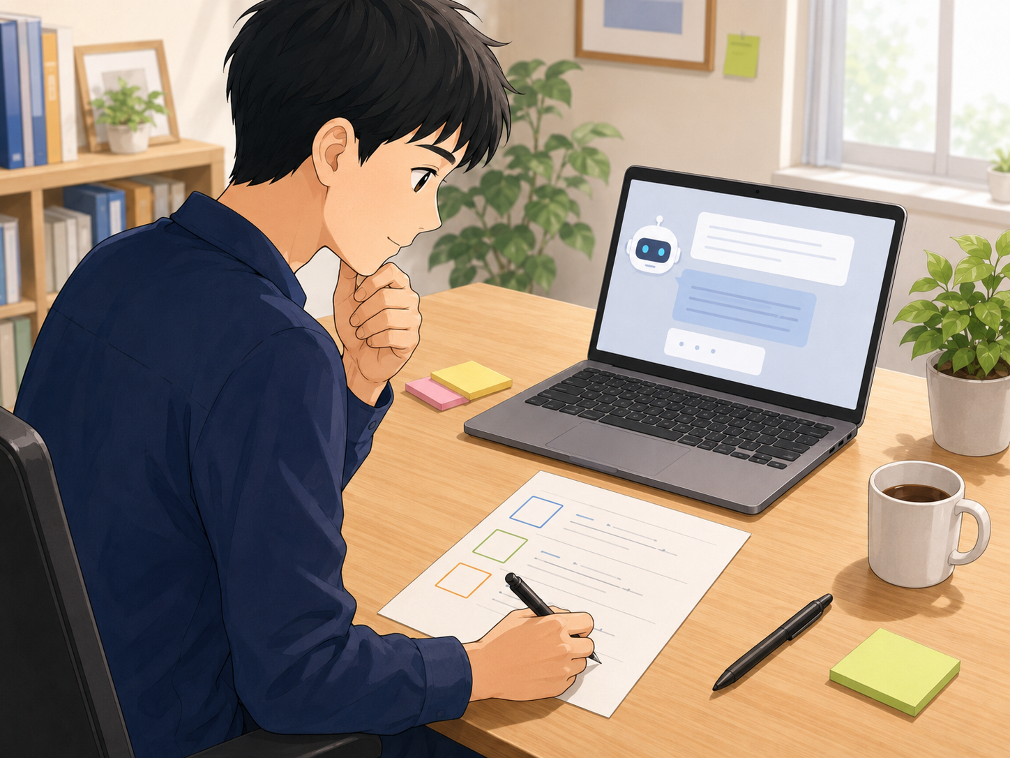 AIに何度も伝えてきた希望を三つ書き出している様子