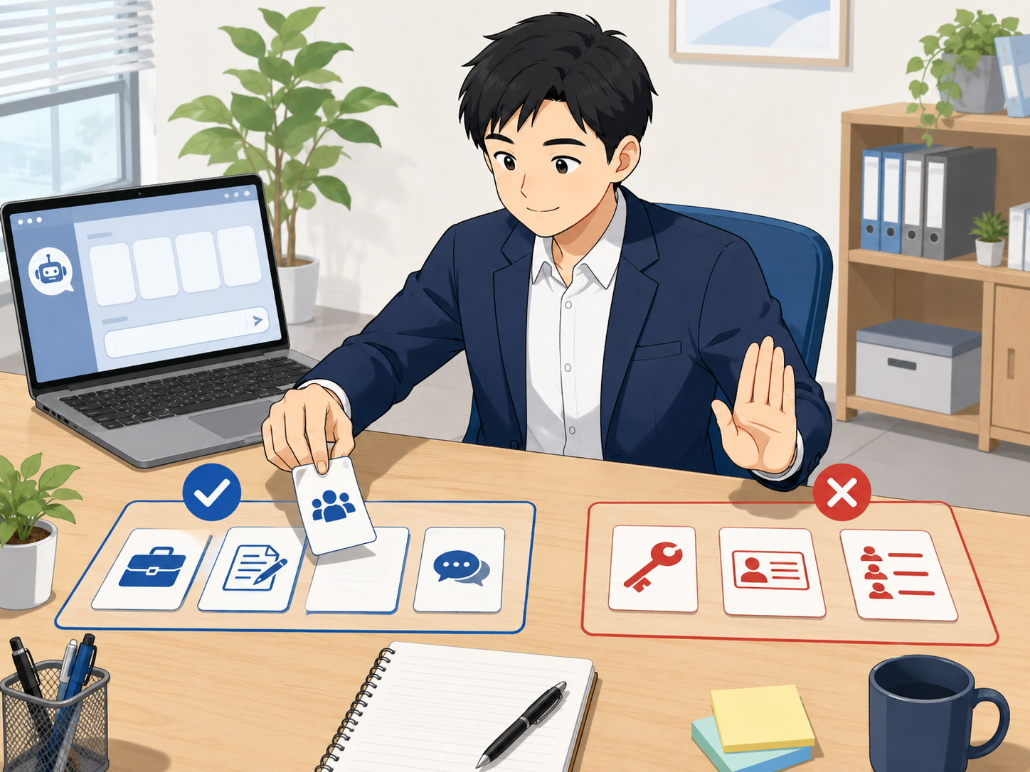 AIに伝える情報と伝えない情報を分けて整理している様子