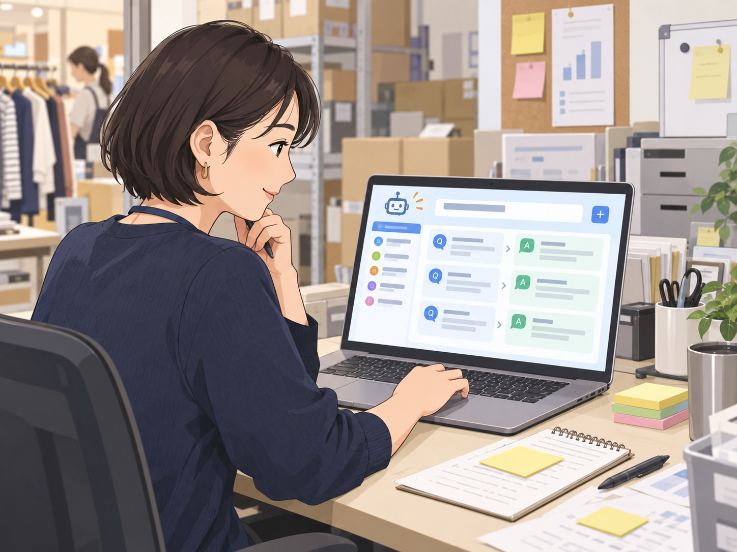スタッフから繰り返し出る質問をAIで社内FAQに整理する担当者