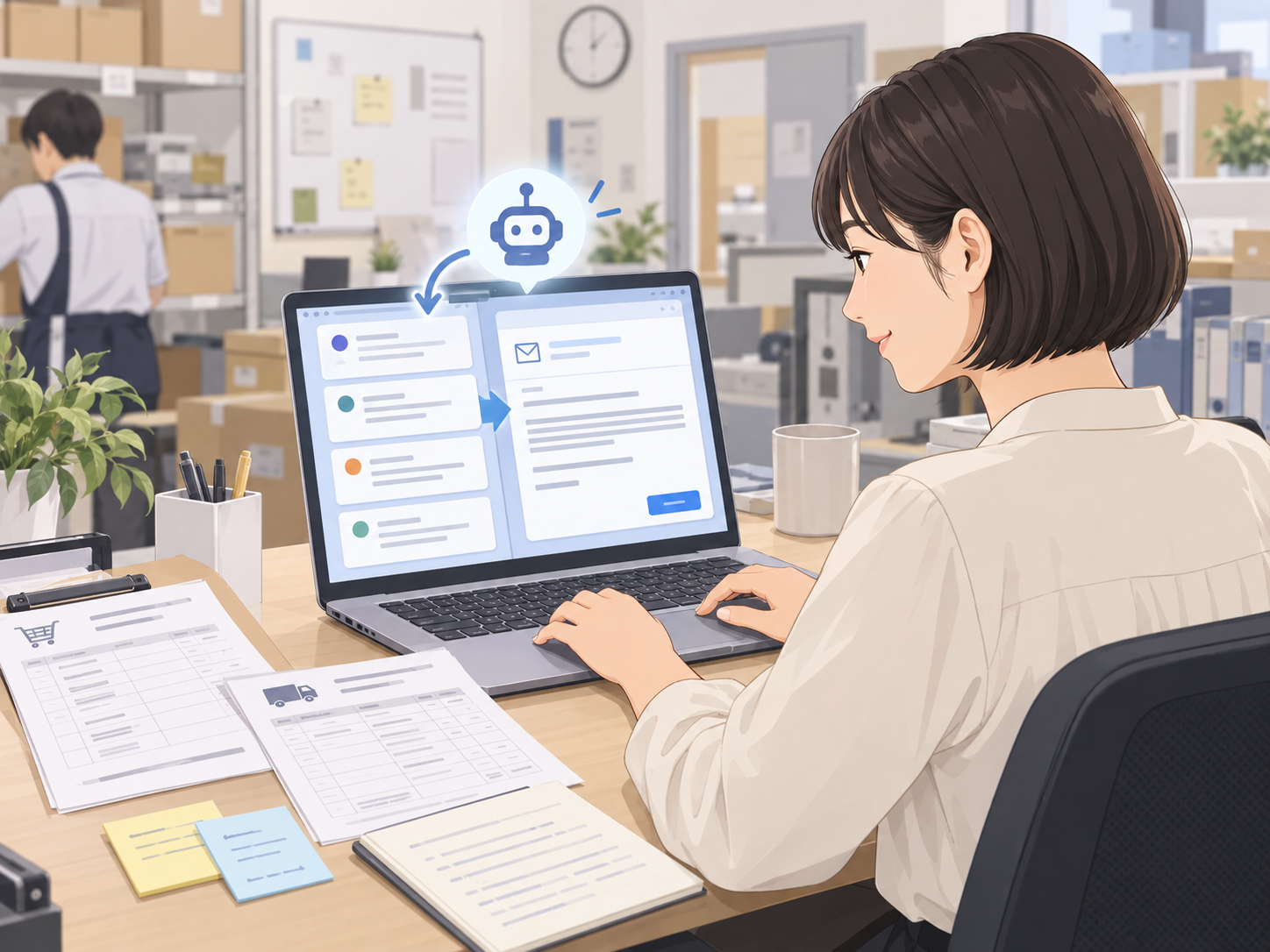 取引先へのメール文をAIで整える店舗担当者