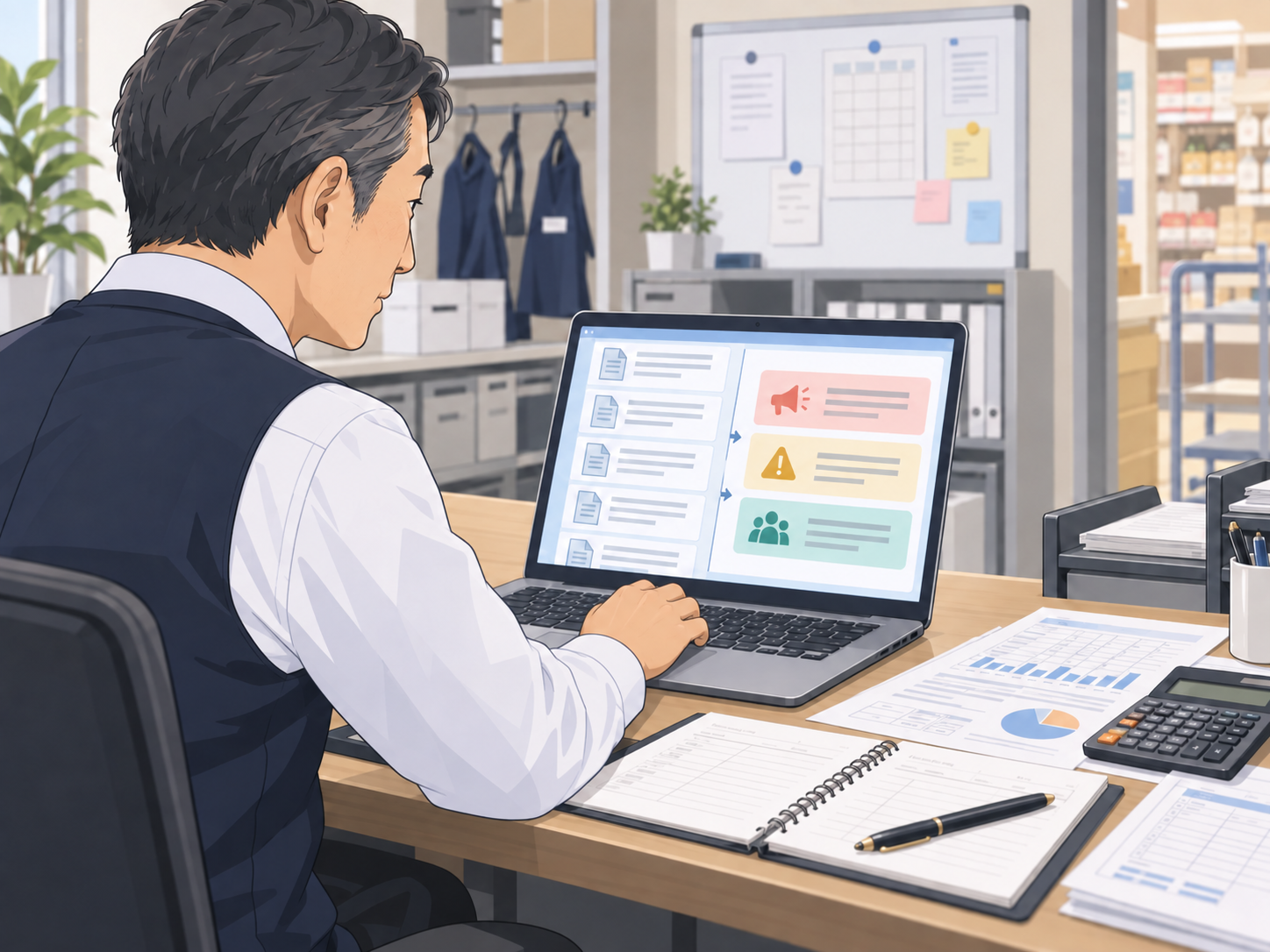 複数の日報や売上報告をAIで要約して確認する店舗責任者