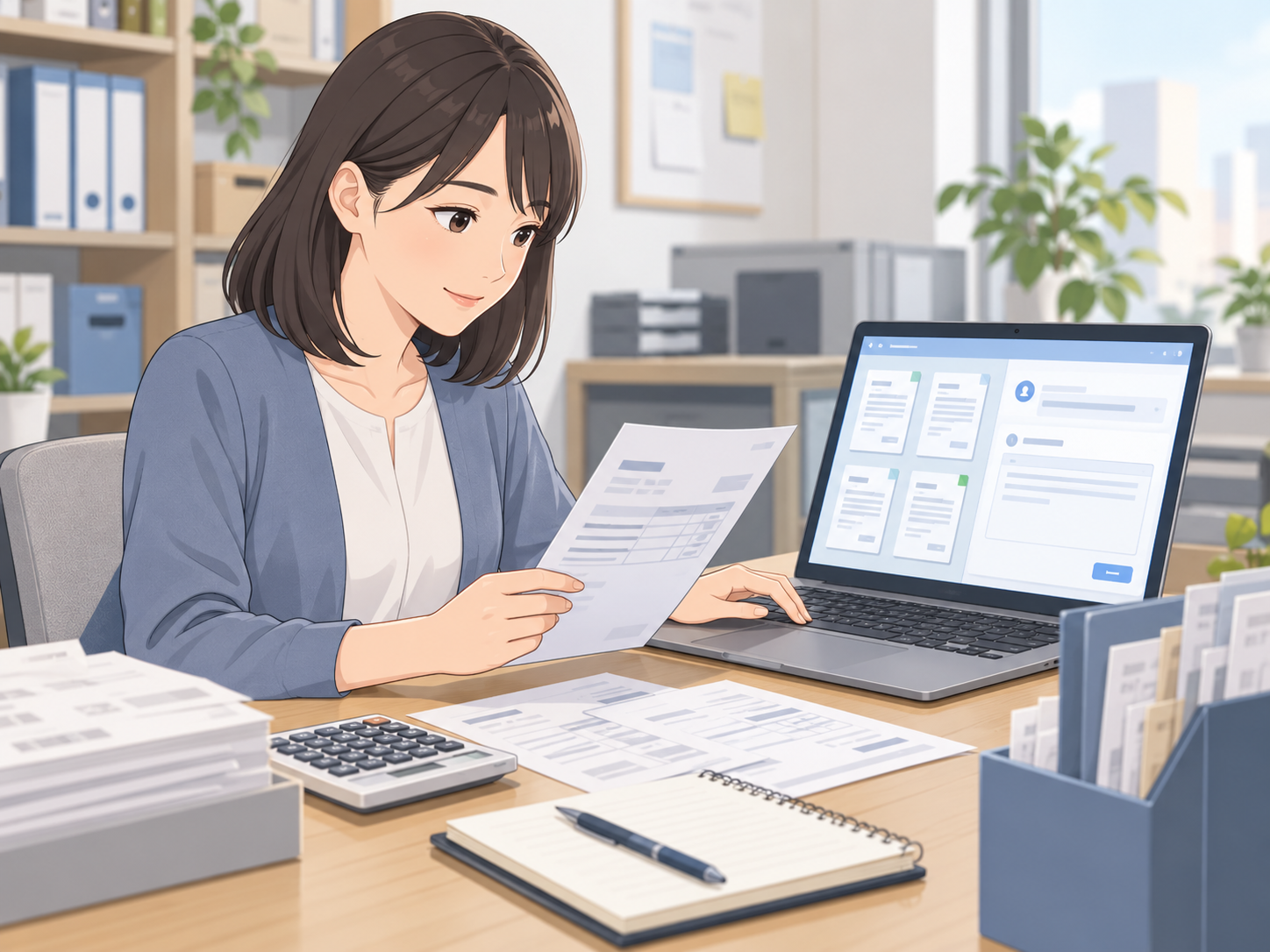 請求書や経費の確認連絡をAIで整理する経理担当者