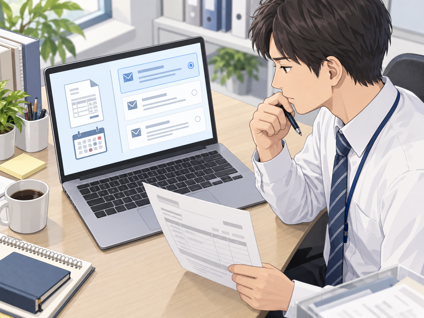 未入金の確認メールの表現を慎重に整える担当者
