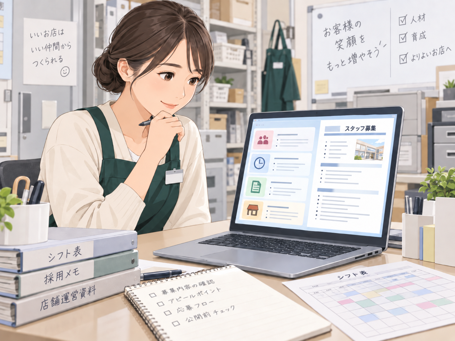店舗スタッフの求人票や募集文をAIで作成する採用担当者