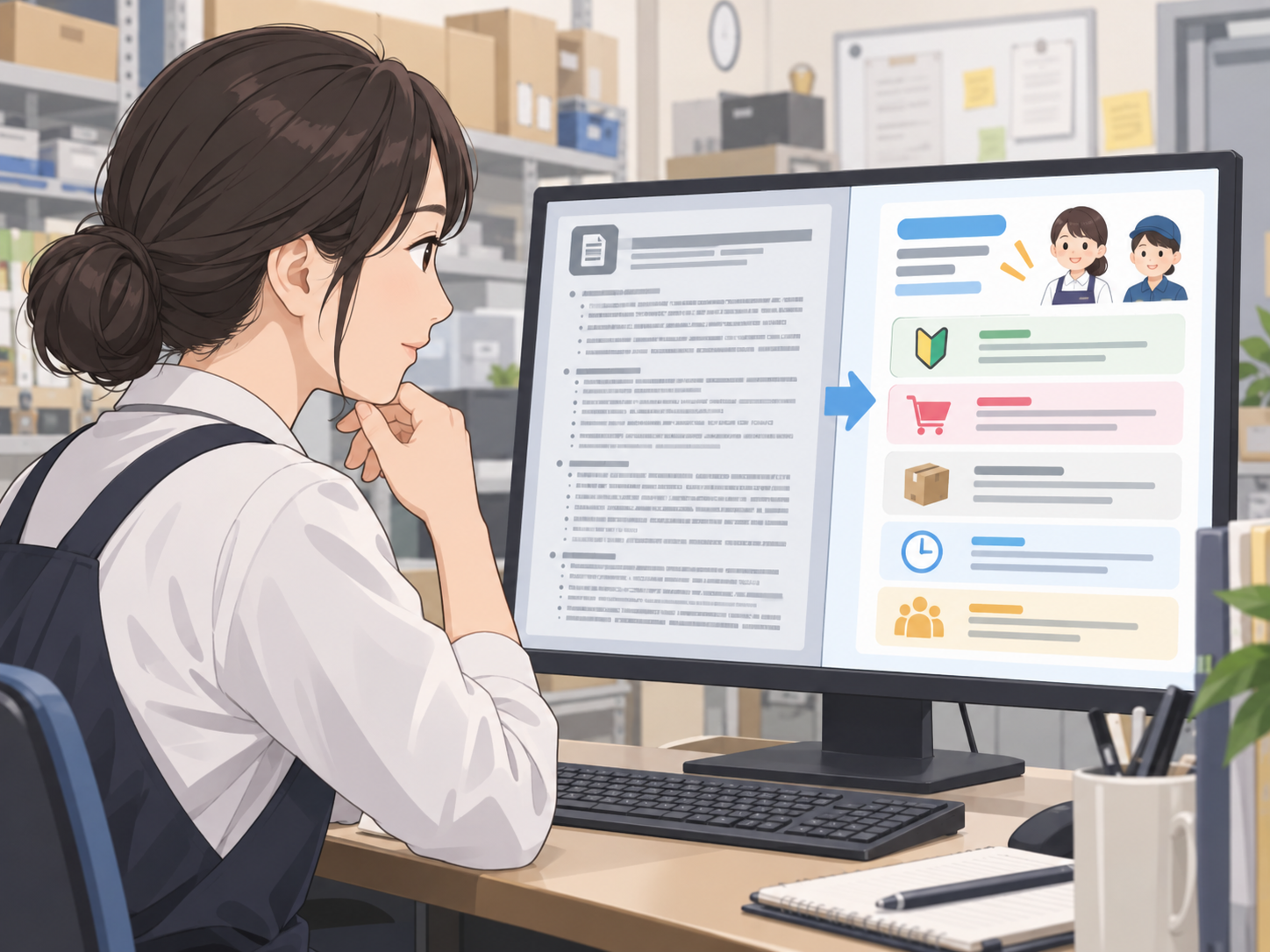 未経験者にも分かりやすい仕事内容へ求人文を言い換える様子
