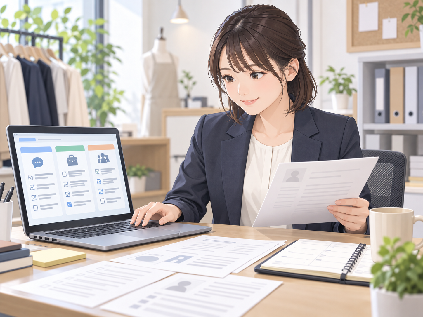 AIで面接質問と評価項目を整理する採用担当者