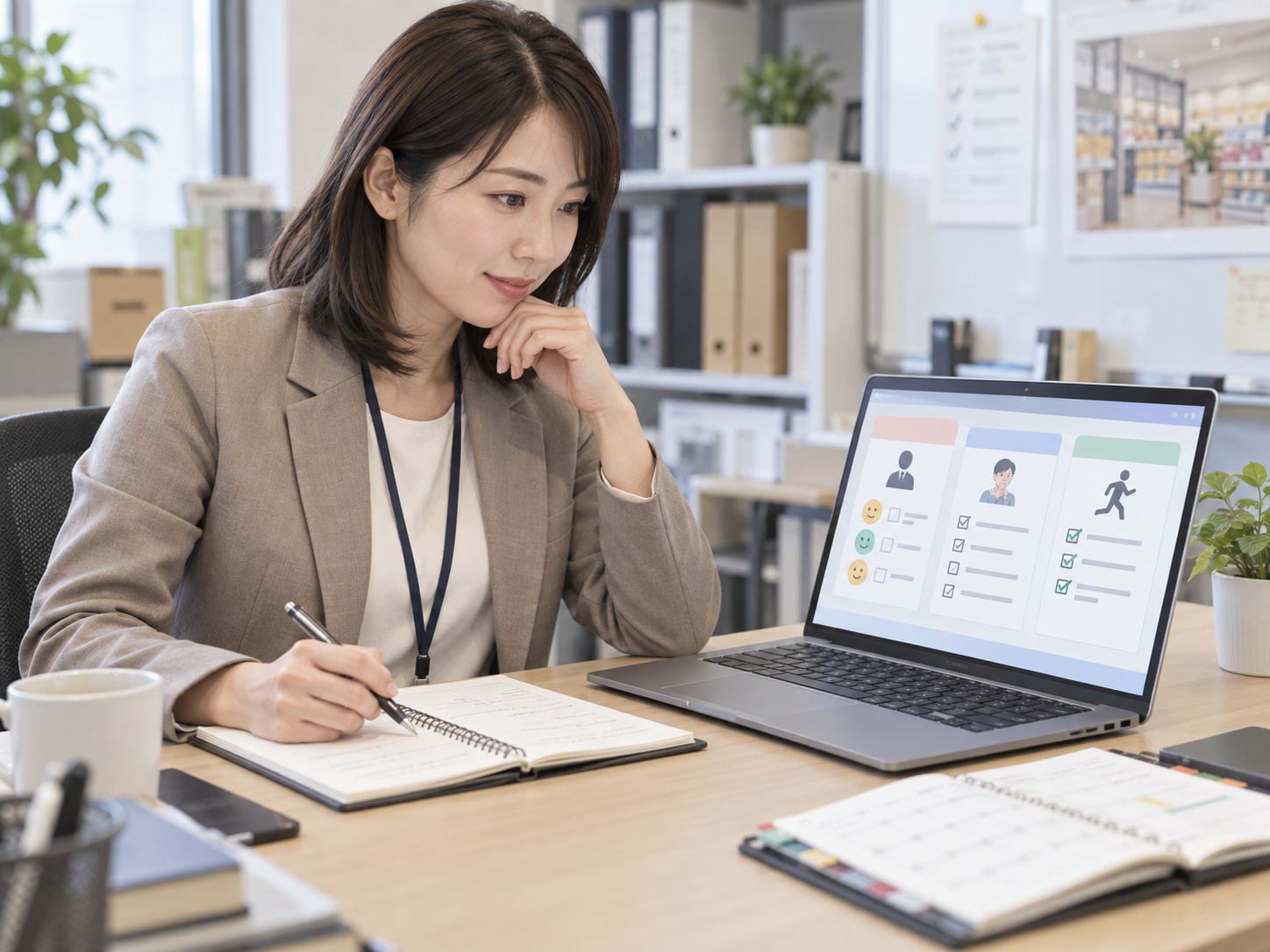 AIで新人フォロー面談の質問項目を整理する教育担当者