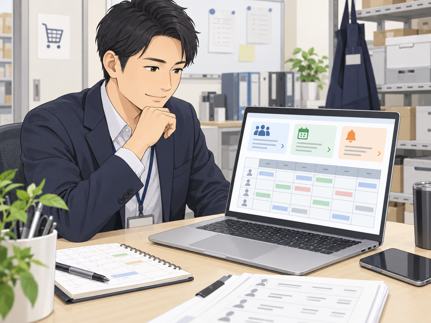 AIでシフト提出依頼や変更連絡を整理する店舗管理者
