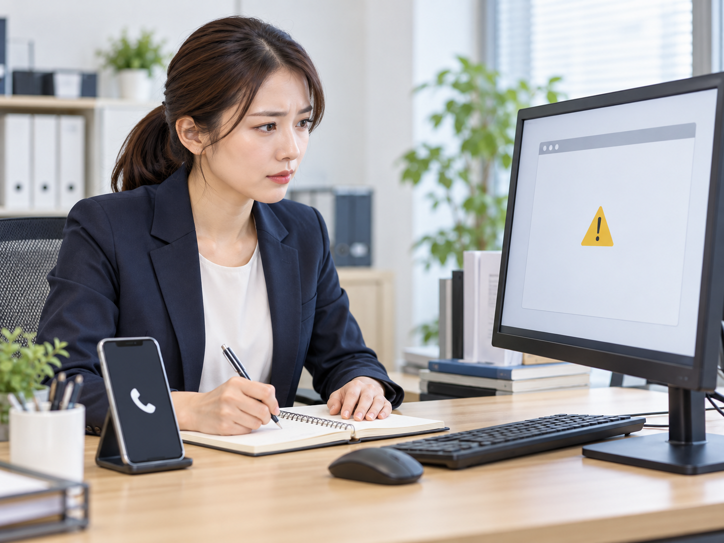 バックアップの保存状況と復元手順を確認する中小企業のWeb担当者